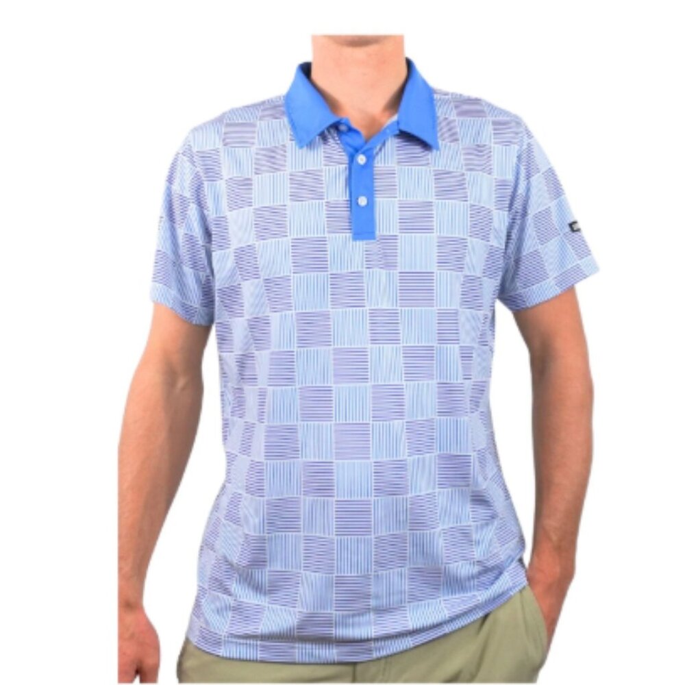 Men’s Shankitgolf Polo Shirt - Size M - Blue and White Performance Golf Shirt